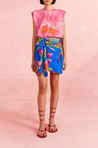 Jupe courte Painted Jungle - Bleu