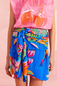 Jupe courte Painted Jungle - Bleu