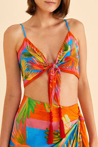 Top Painted Birds en foulard - Bleu