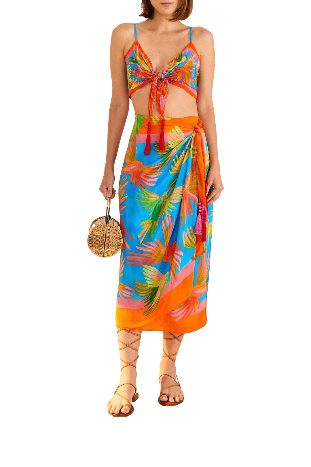 Top Painted Birds en foulard - Bleu