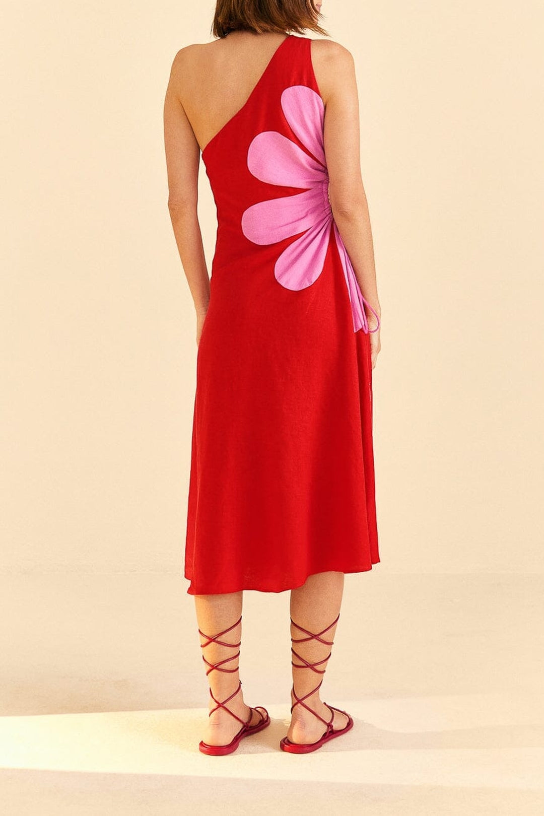 Robe midi à découpe Flower - Rouge