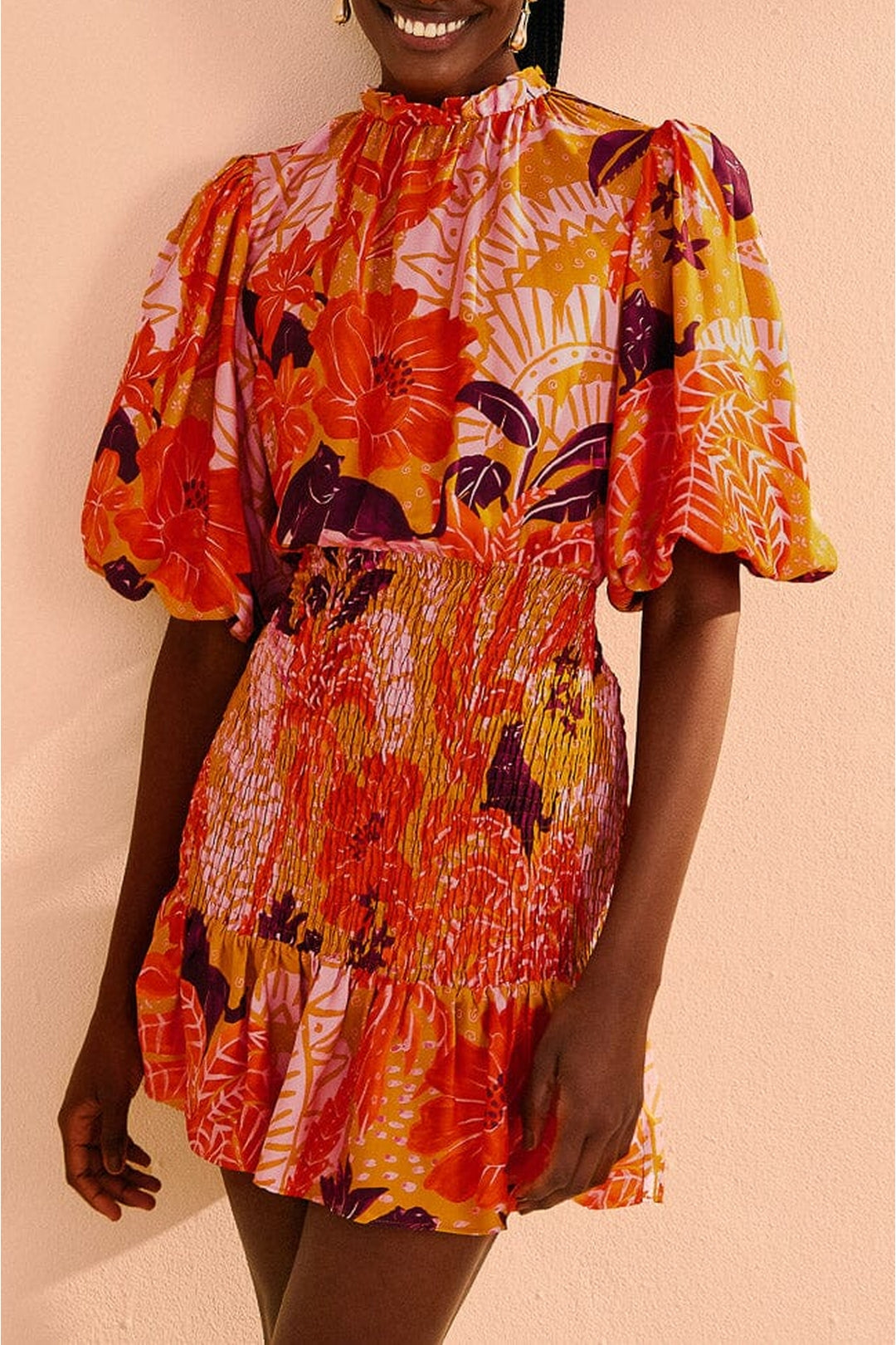 Robe courte Jungle Panther - Orange