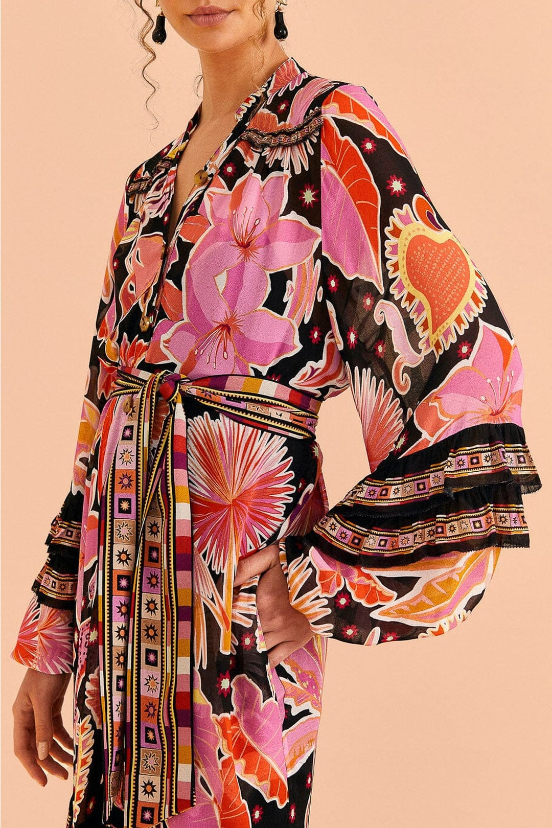 Robe longue Enchanted Nature - Noir
