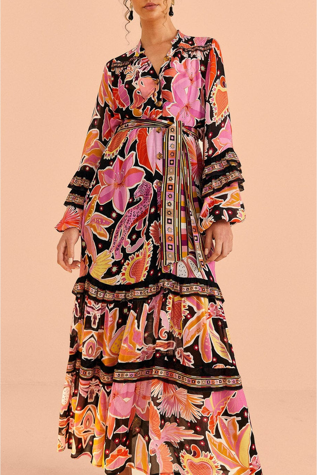 Robe longue Enchanted Nature - Noir
