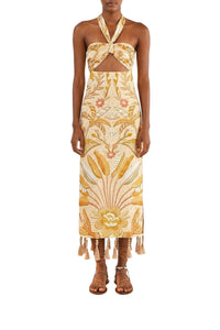 Robe midi Jungle Chic Sand en lin - Jaune