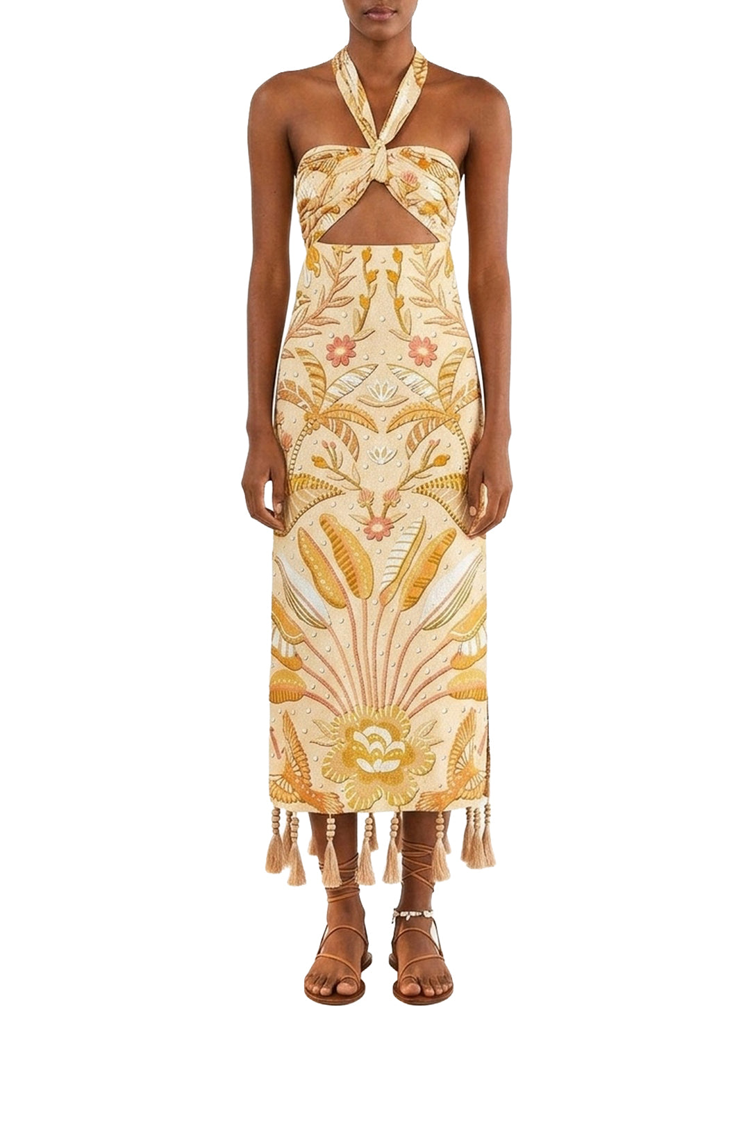 Robe midi Jungle Chic Sand en lin - Jaune