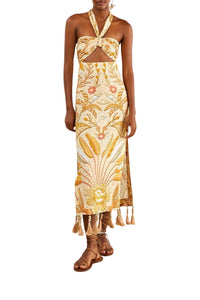 Robe longue Jungle Chic Sand en lin - Jaune