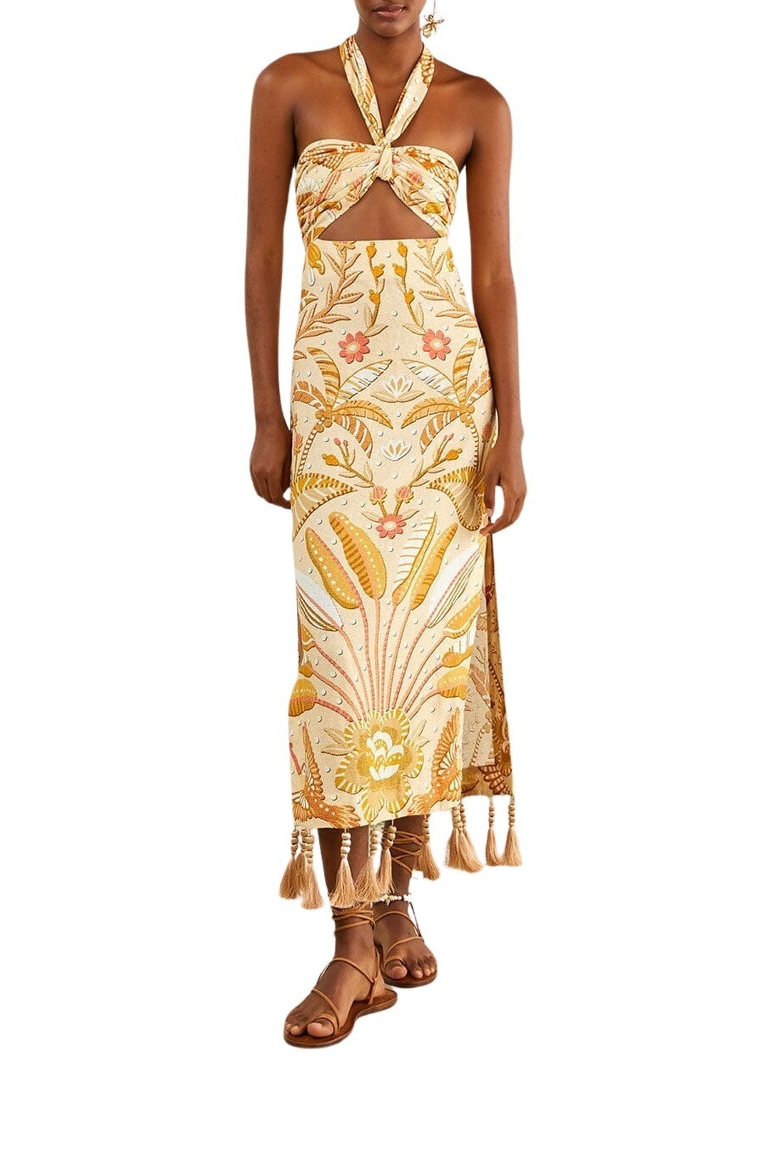 Robe longue Jungle Chic Sand en lin - Jaune