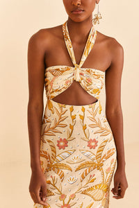 Robe longue Jungle Chic Sand en lin - Jaune