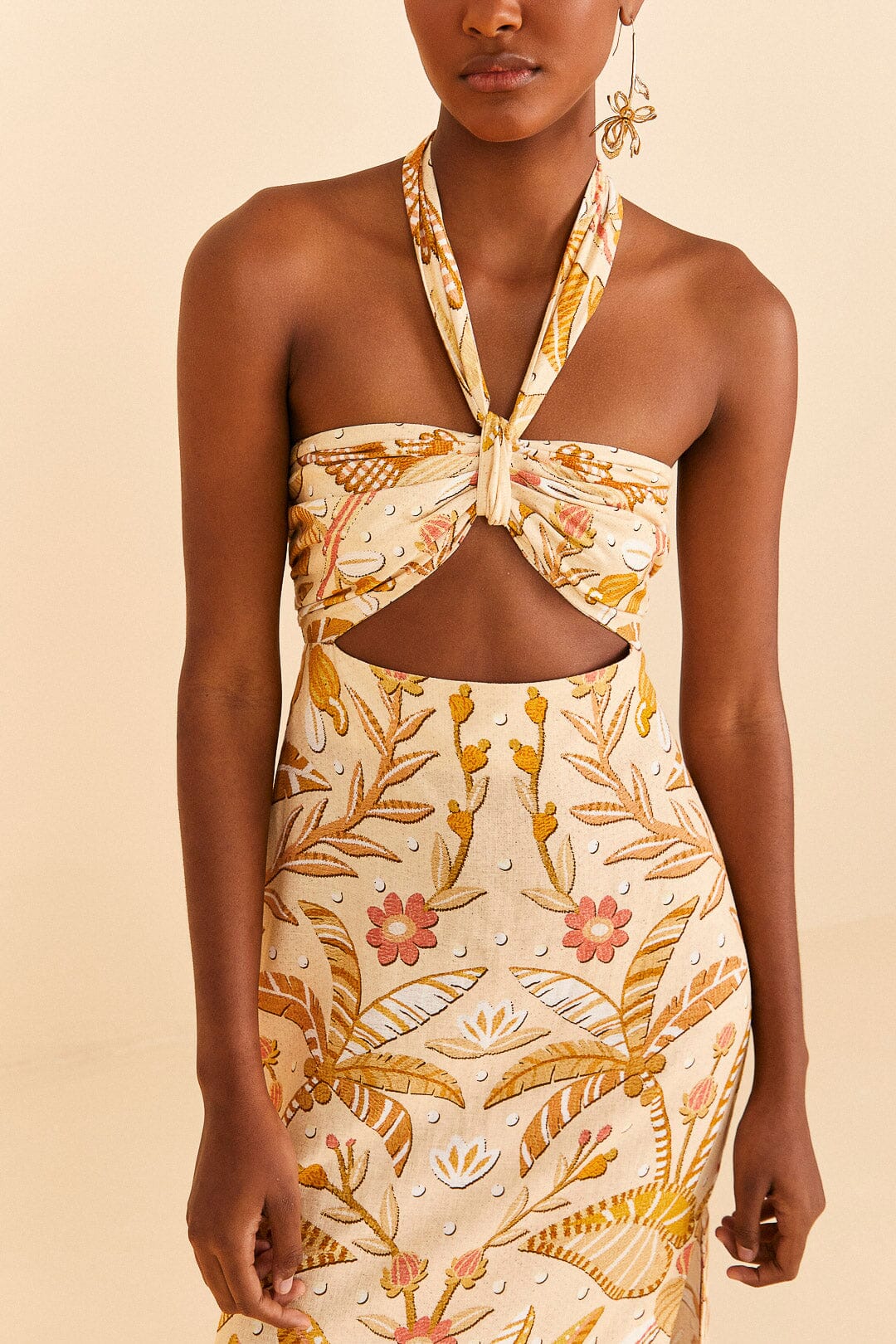 Robe longue Jungle Chic Sand en lin - Jaune