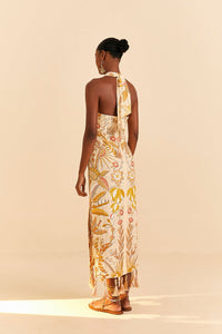 Robe longue Jungle Chic Sand en lin - Jaune