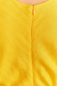 Robe longue à découpes en lin - Jaune