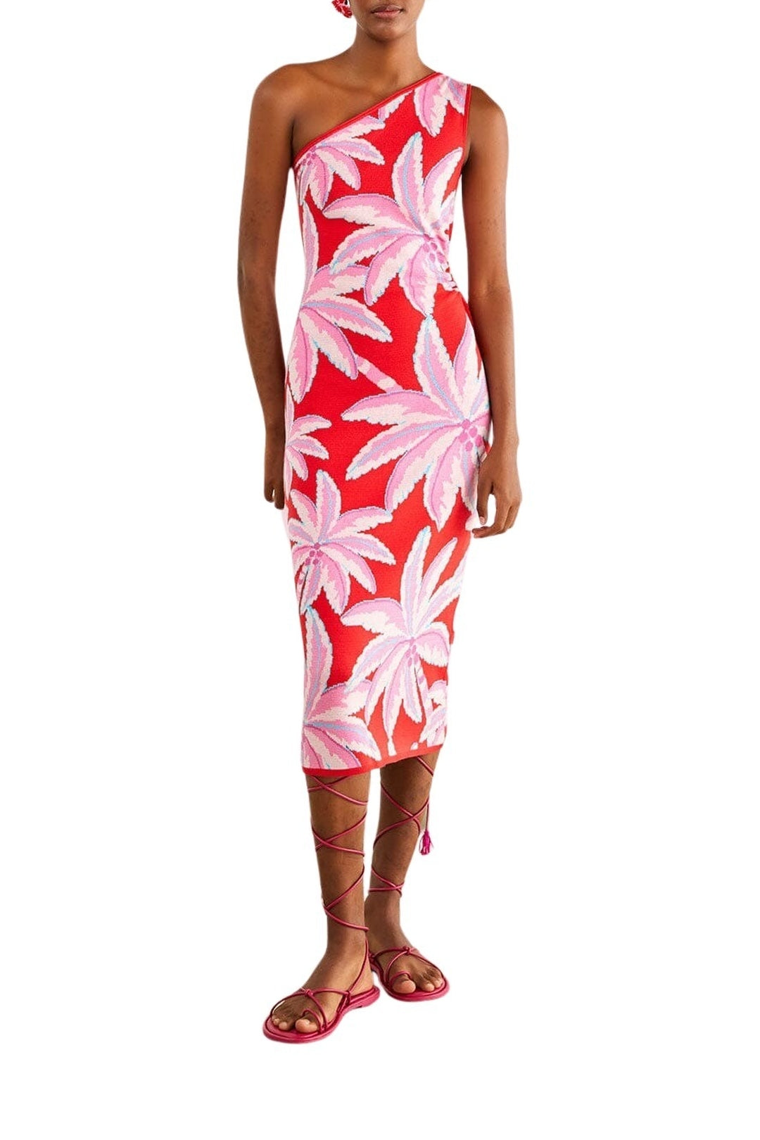 MEDIA OFF LINE_Robe longue Coconut Tree en maille - Rouge