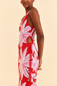 MEDIA OFF LINE_Robe longue Coconut Tree en maille - Rouge