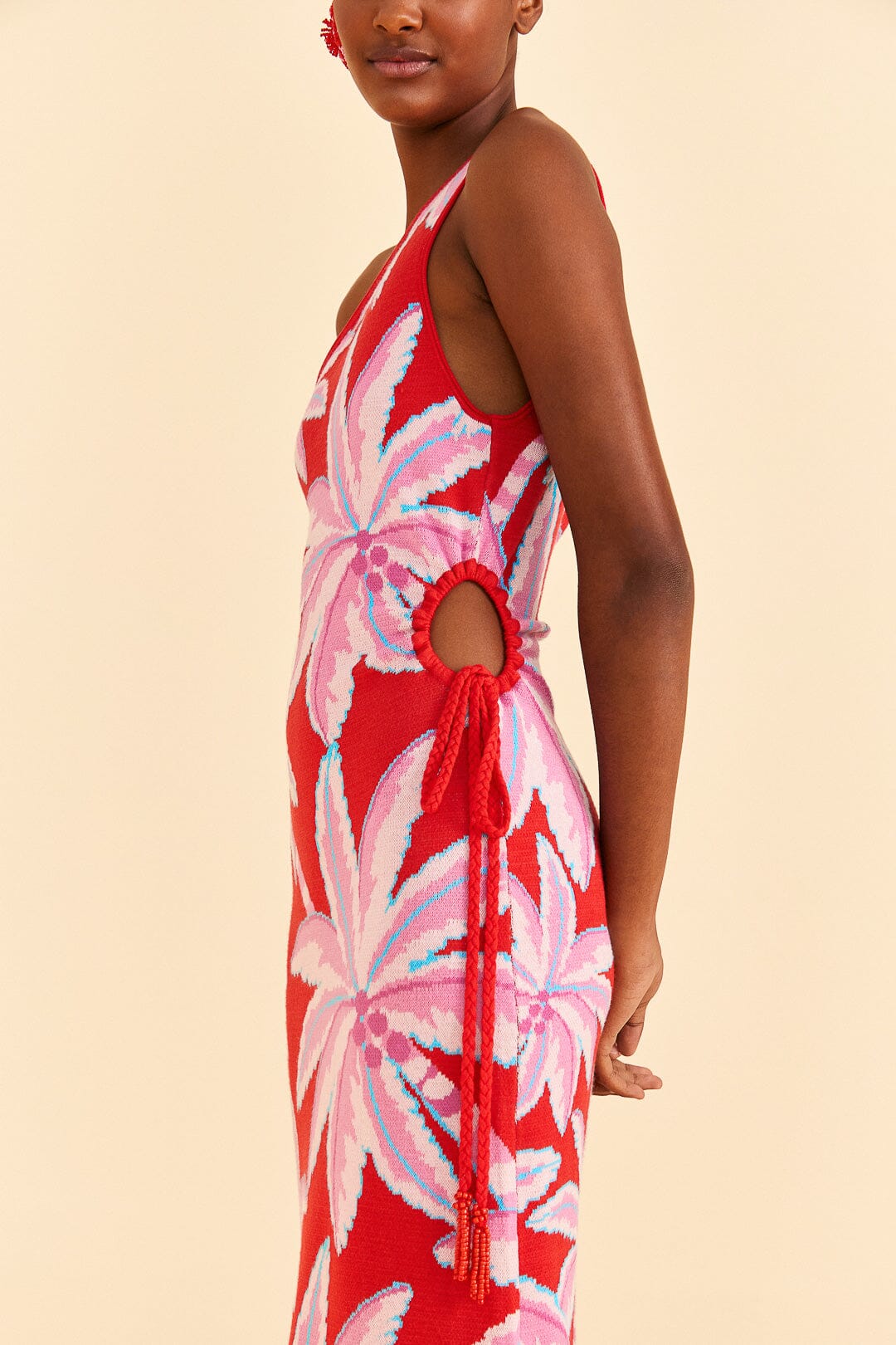 MEDIA OFF LINE_Robe longue Coconut Tree en maille - Rouge