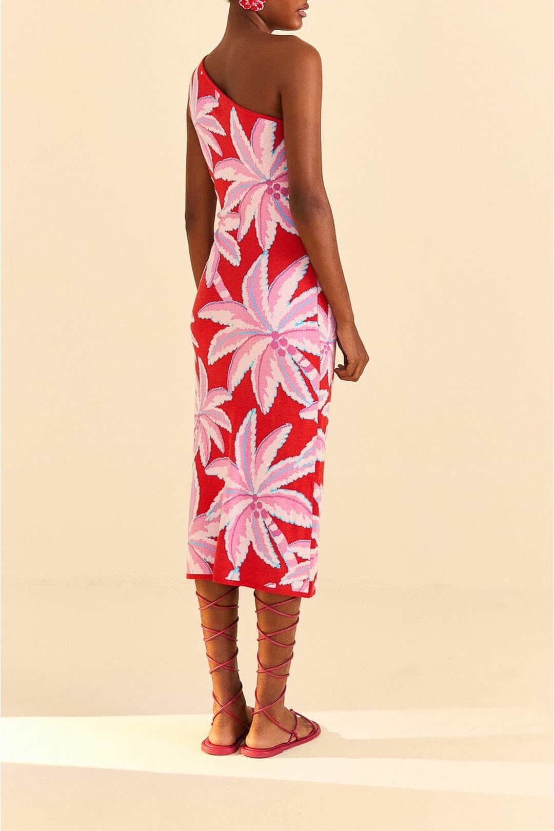 MEDIA OFF LINE_Robe longue Coconut Tree en maille - Rouge