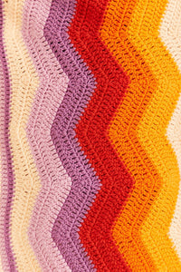 Jupe courte crochetée à rayures multiples en coton - Orange