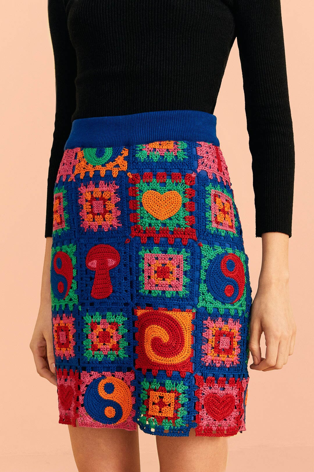 NEW_Multi Icons Crochet Draw Jupes & Shorts - Multi Icons Crochet Draw