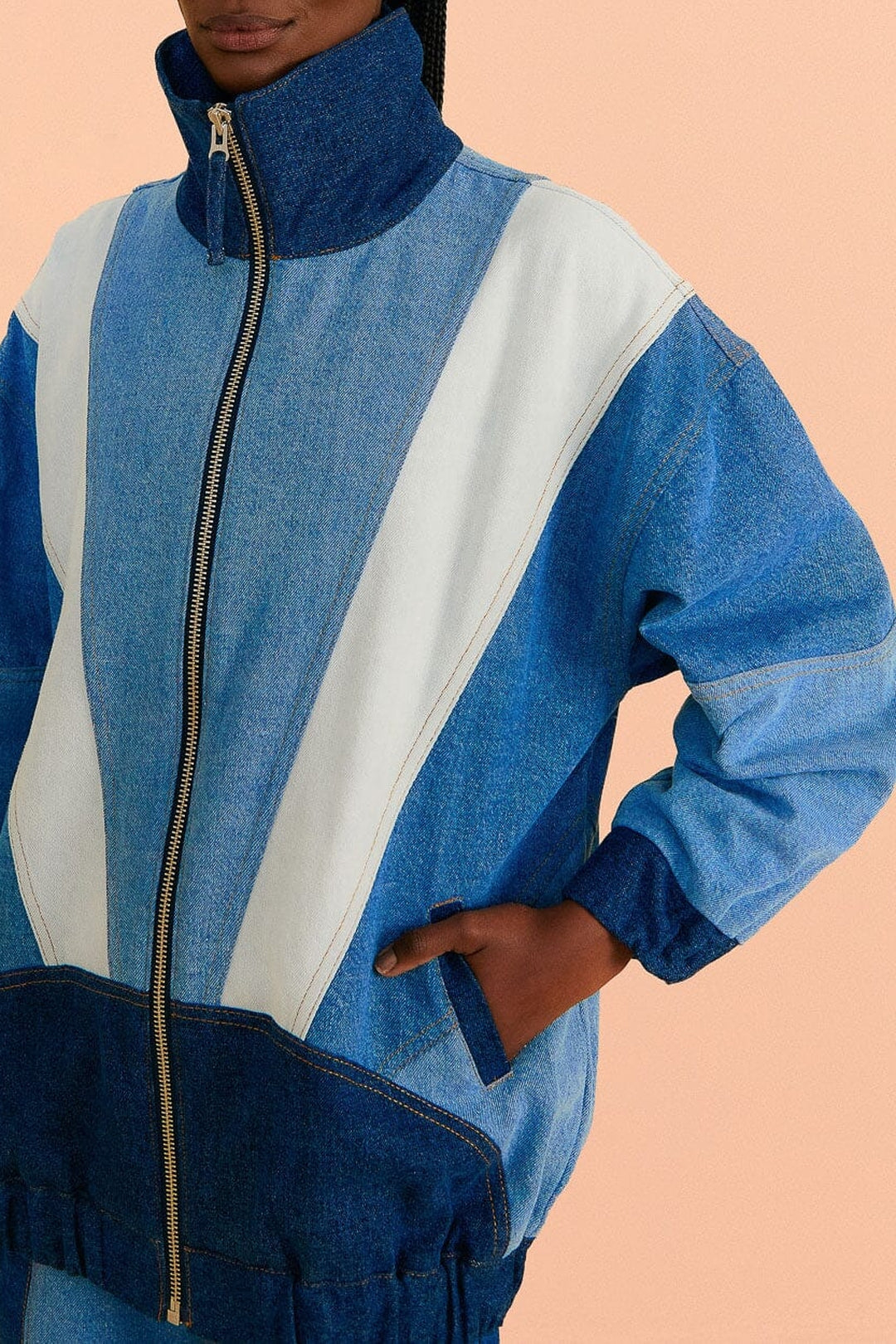 Veste en denim ajourée - Bleu