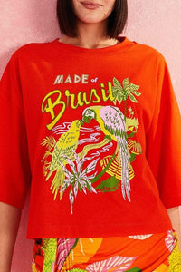 T-shirt à imprimé Brasil en coton - Rouge