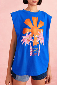 T-shirt Kissed By The Sun en coton - Bleu