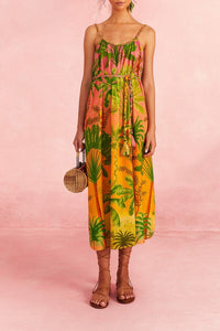 Robe midi dos nu Sunrise Scenario en coton - Multicolore
