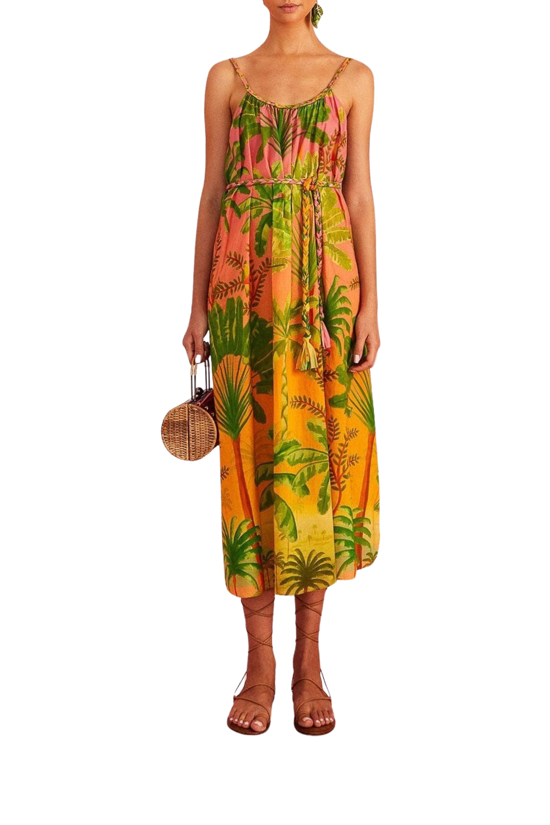 Robe midi dos nu Sunrise Scenario en coton - Multicolore