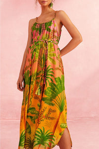 Robe midi dos nu Sunrise Scenario en coton - Multicolore