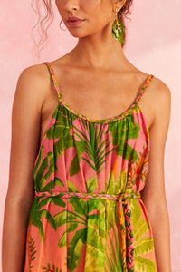 Robe midi dos nu Sunrise Scenario en coton - Multicolore