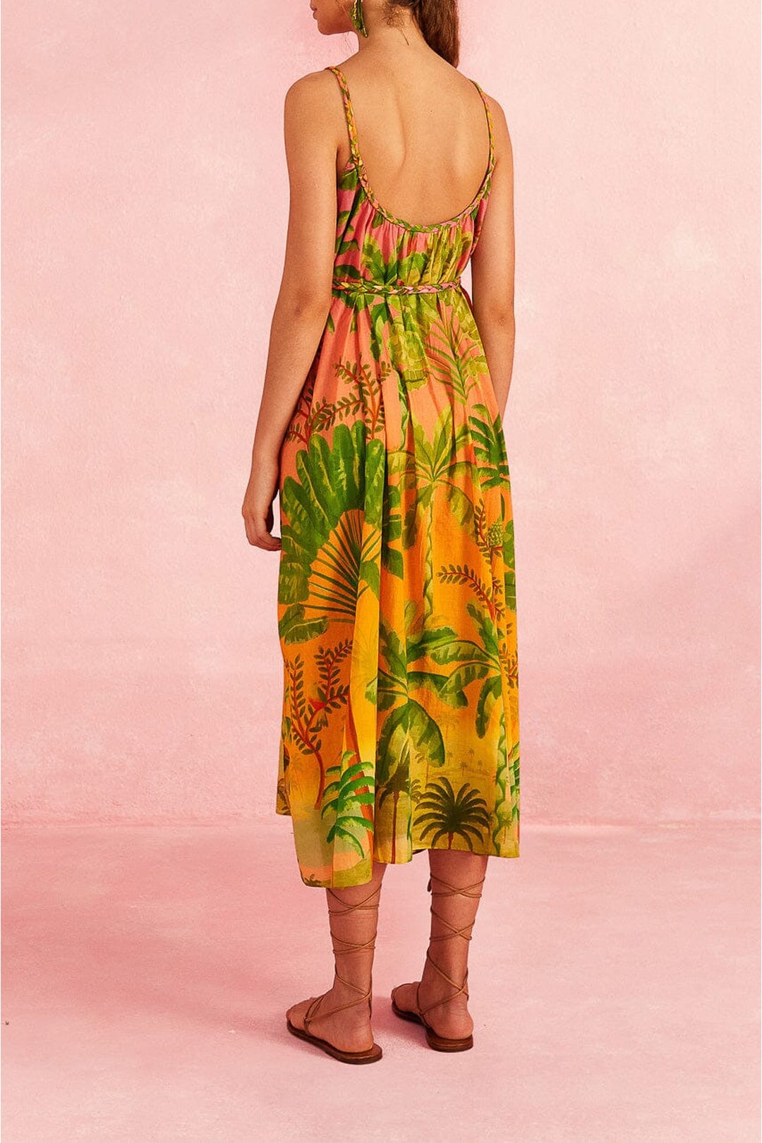 Robe midi dos nu Sunrise Scenario en coton - Multicolore