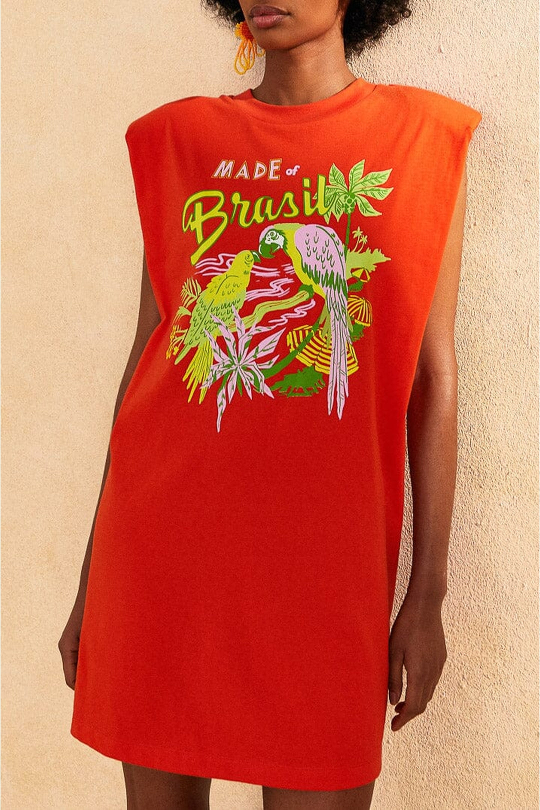 Robe courte Brasil en coton - Rouge