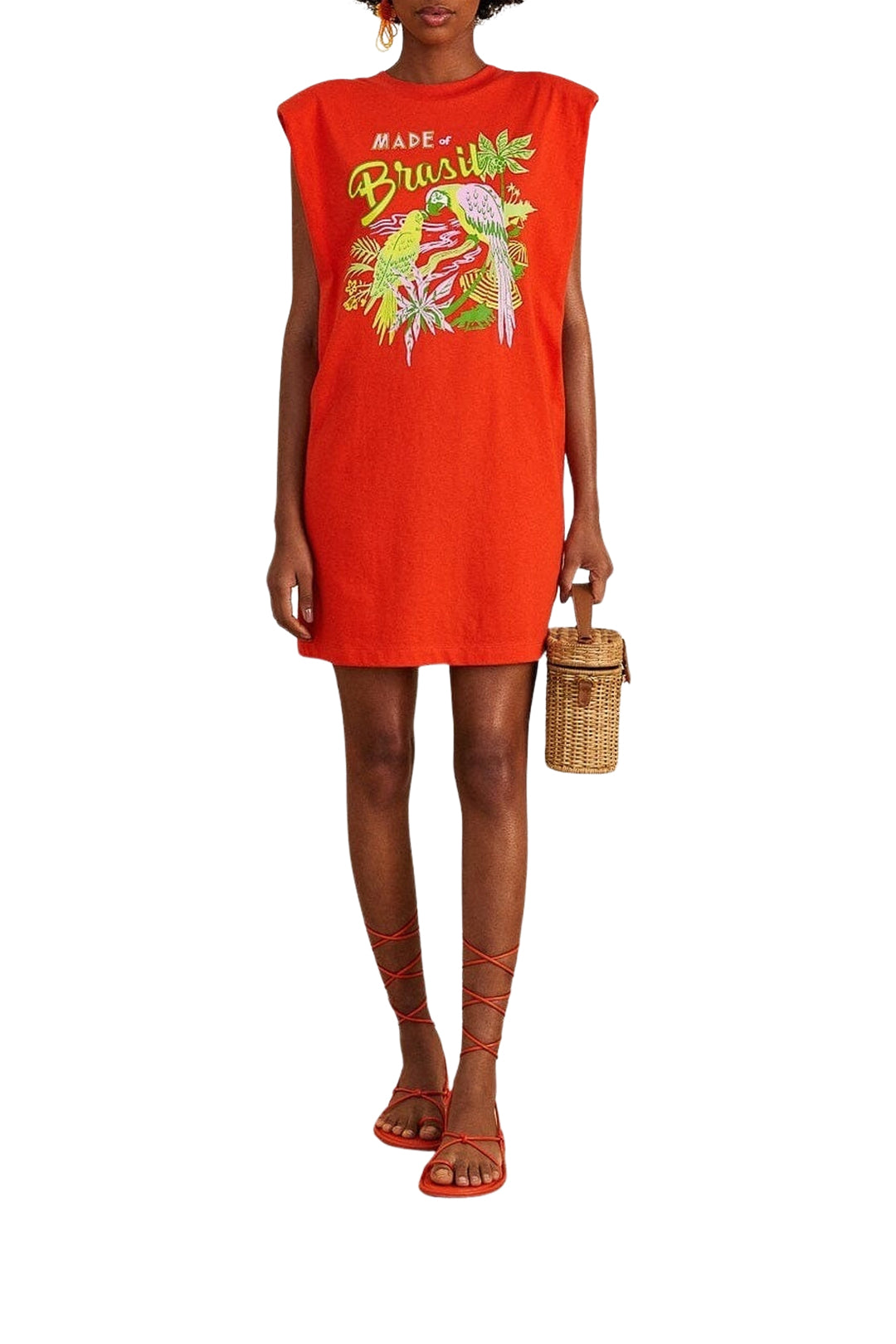 Robe courte Brasil en coton - Rouge
