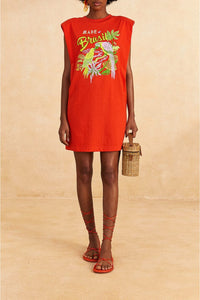Robe courte Brasil en coton - Rouge