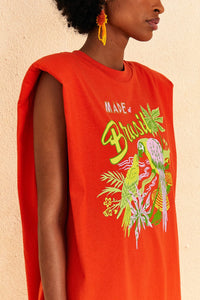 Robe courte Brasil en coton - Rouge