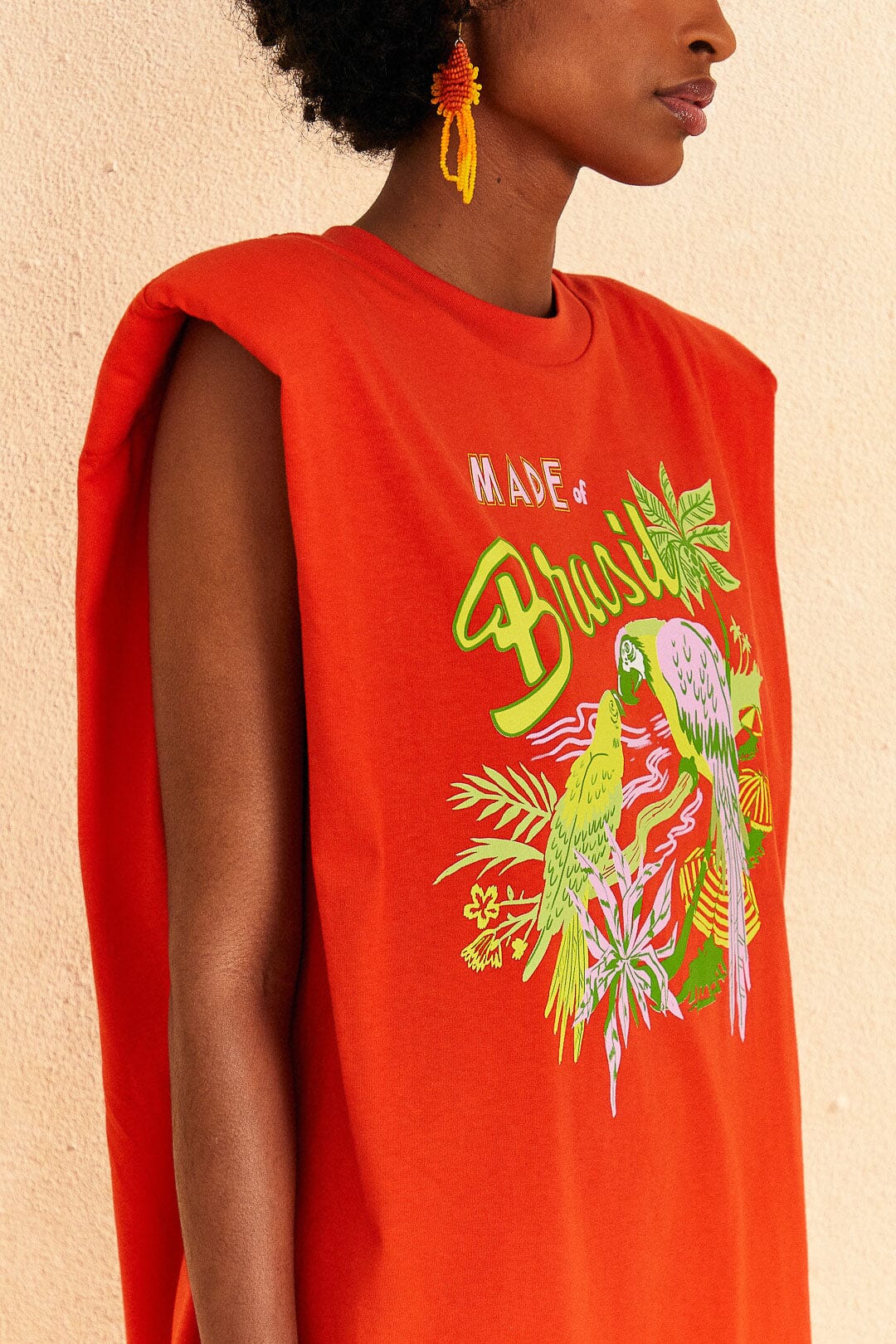 Robe courte Brasil en coton - Rouge