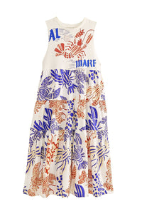 Robe midi Al Mare façon t-shirt en coton - Blanc