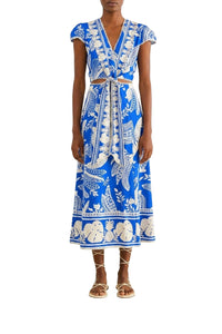 Banana linen midi dress - Blue