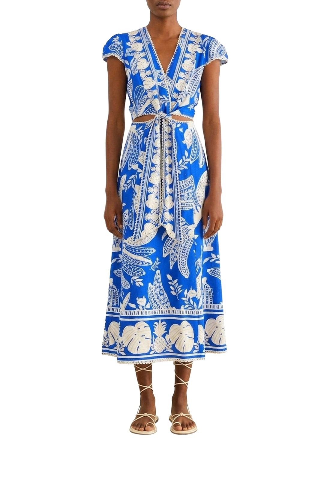 Banana linen midi dress - Blue