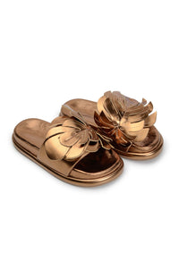Monstera Anatomical Mules with yoke - Gold