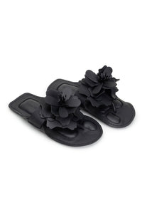 Floral flat sandals - Black