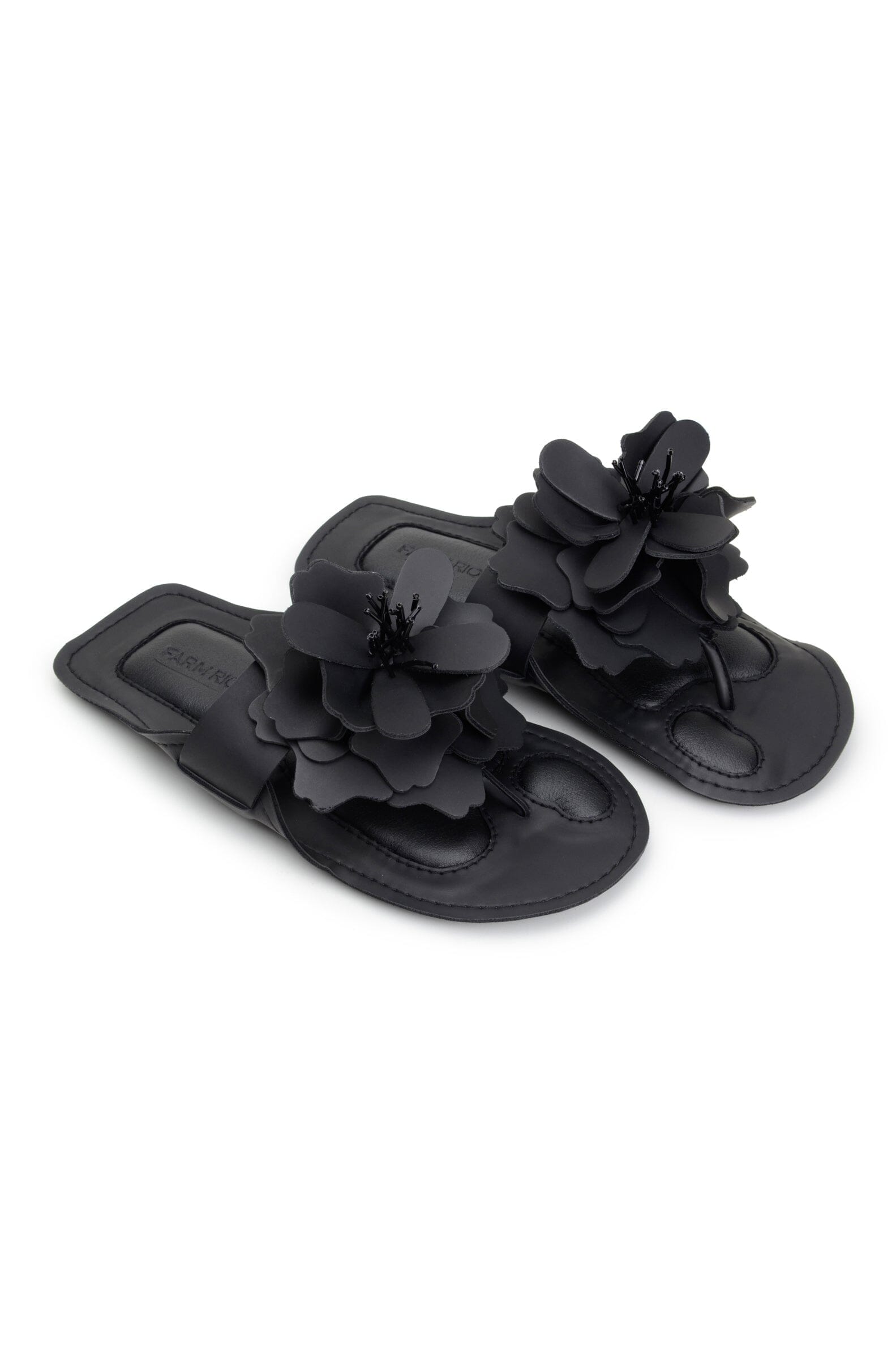 Floral flat sandals - Black