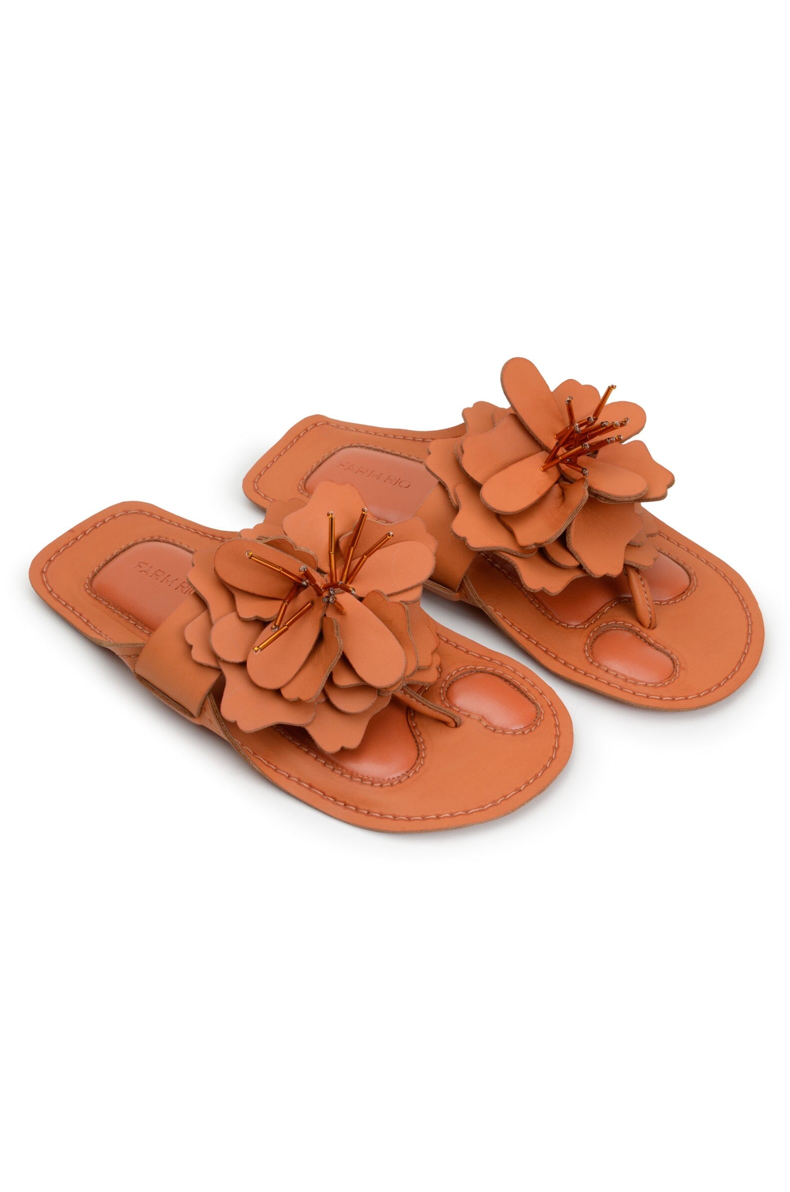 MEDIA OFF LINE_Sandales plates fleurie - Camel