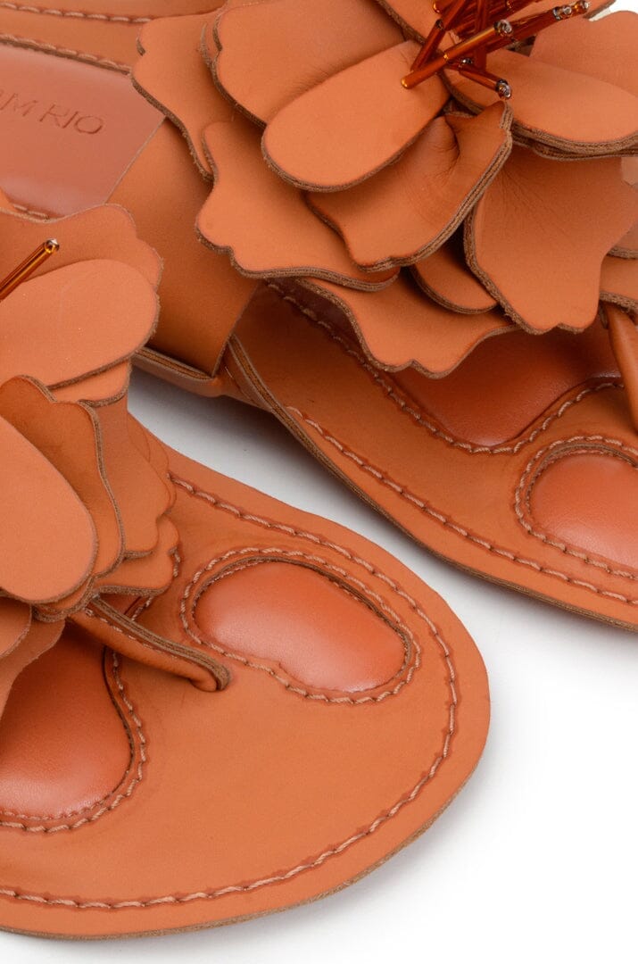 MEDIA OFF LINE_Sandales plates fleurie - Camel