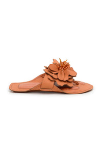 MEDIA OFF LINE_Sandales plates fleurie - Camel