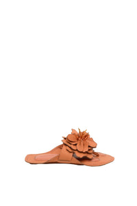 MEDIA OFF LINE_Sandales plates fleurie - Camel