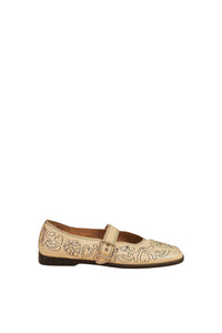 MEDIA OFF LINE_Ballerines brodées en cuir - Beige