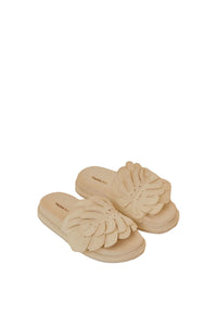 Mules Monstera à empiècement en coton mélangé - Beige