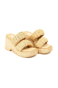 Sandales à plateforme Puffy en crochet - Beige