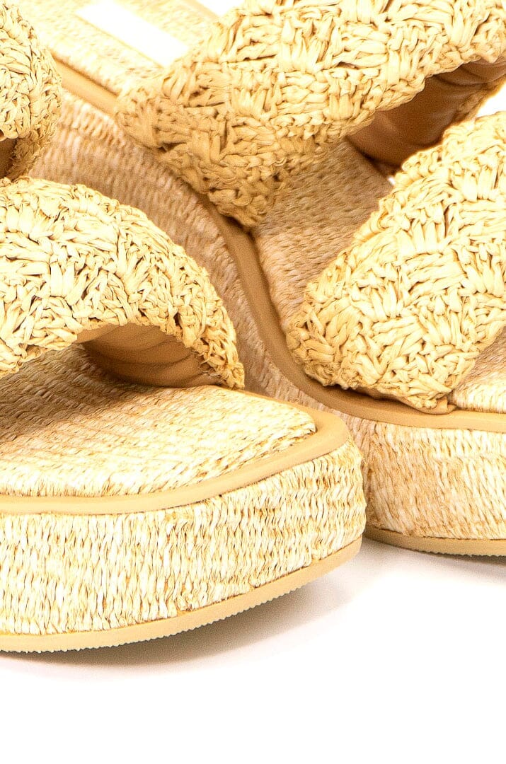 Sandales à plateforme Puffy en crochet - Beige