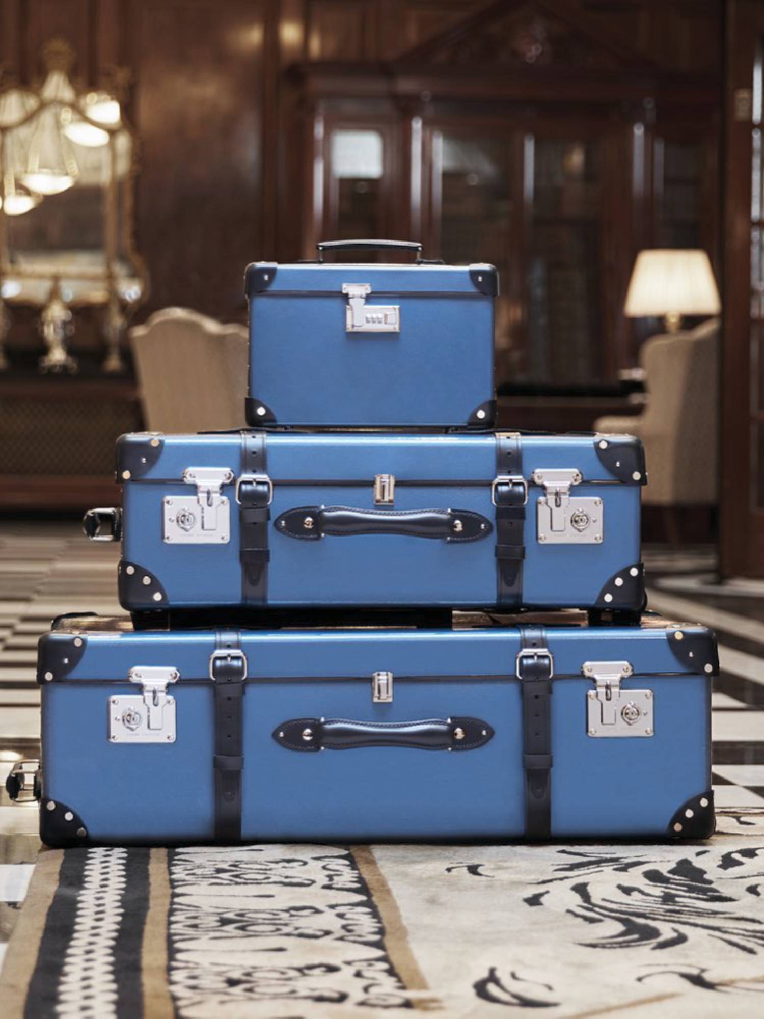 Grande valise soute Cruise 2 roues - Bleu & Marine & Chrome